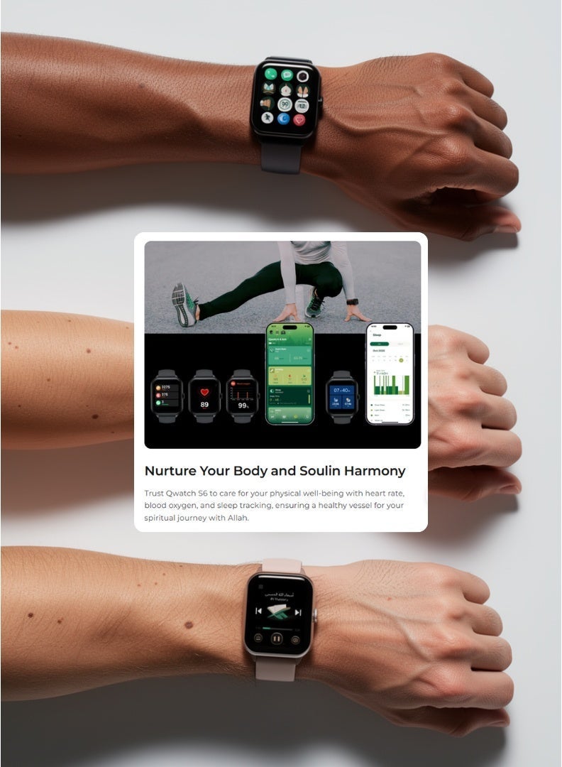 iQIBLA Quran Watch S6 | Smart Islamic Watch with Quran Audio, Tasbih Counter, Qibla Finder & Fitness Tracker - Black - Image 5